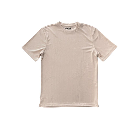 Men's Short Sleeve Cotton V-Neck Beige T-Shirt