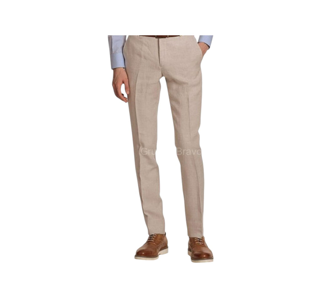 Tan Enzo Linen Pants | Modern Fit Men&