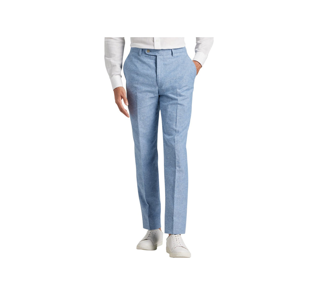 Light Blue Enzo Linen Pants | Modern Fit Men&