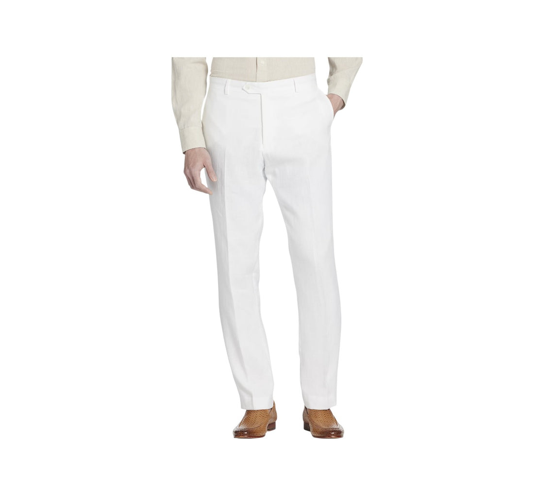 White Enzo Linen Pants | Modern Fit Men&