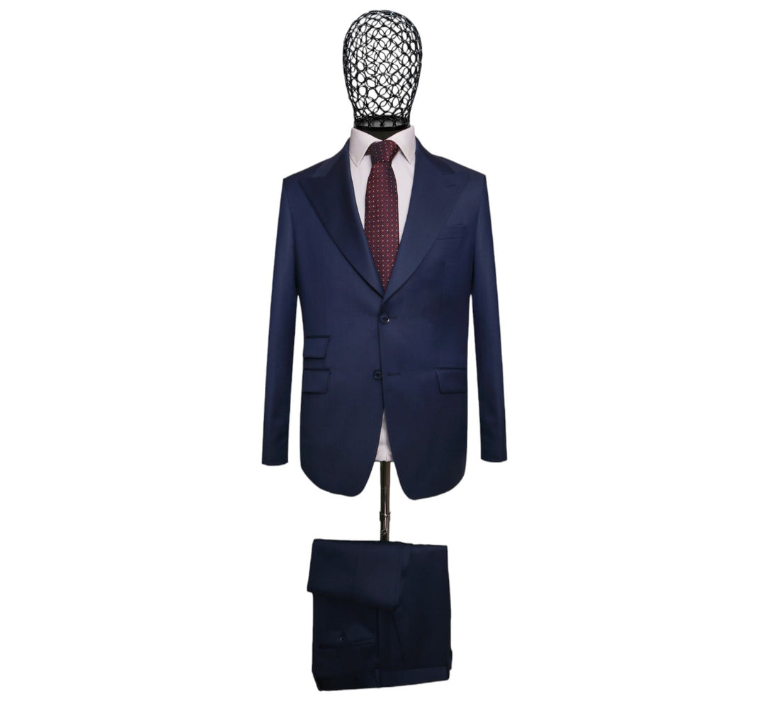Blue Slim Fit 2-Piece Suit | Peak Lapel Virgin Wool