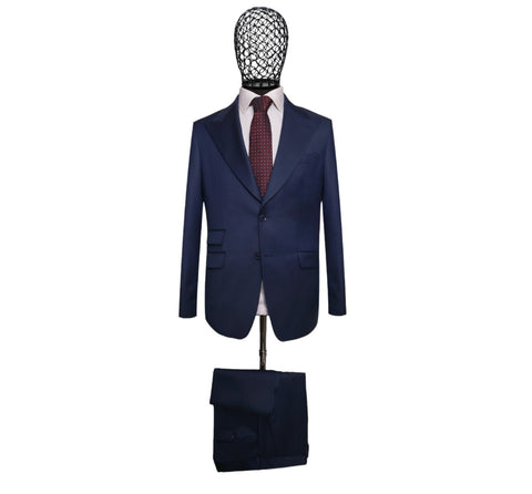 Blue Slim Fit 2-Piece Suit | Peak Lapel Virgin Wool