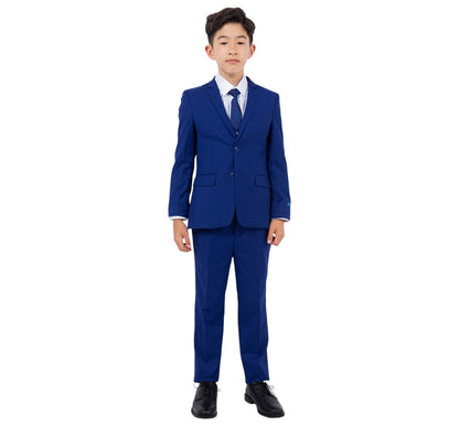 Boys Perry Ellis Solid Royal Blue 5-Piece Suit (Slim Fit Stretch)