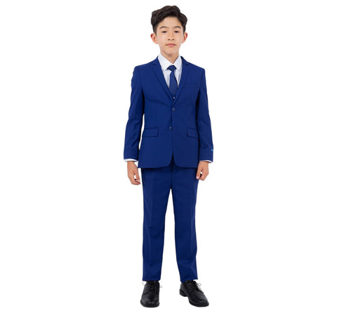 Boys Perry Ellis Solid Royal Blue 5-Piece Suit (Slim Fit Stretch)