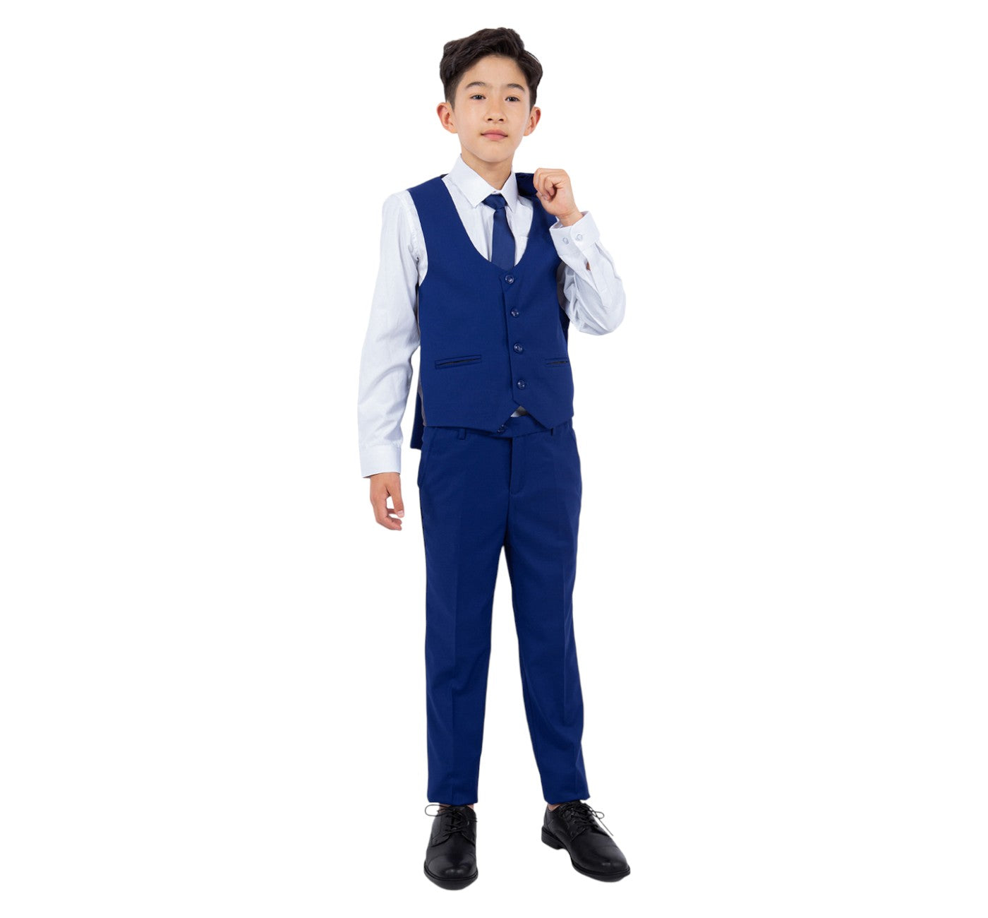 Boys Perry Ellis Solid Royal Blue 5-Piece Suit (Slim Fit Stretch)