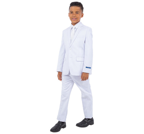Boys Perry Ellis Solid White 5-Piece Suit (Slim Fit Stretch)