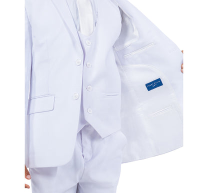 Boys Perry Ellis Solid White 5-Piece Suit (Slim Fit Stretch)