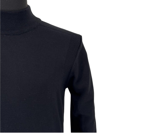 Black Brand Men's Black Cotton Blend Mockneck Sweater Shirt