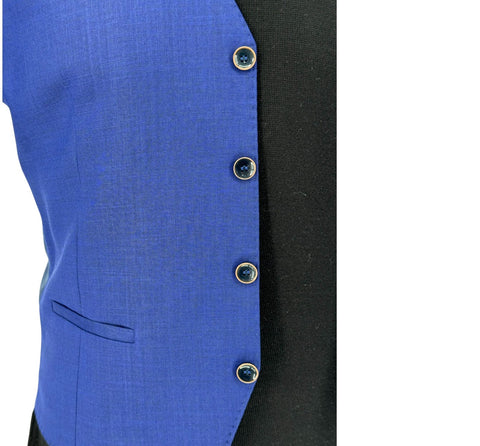 Men's Solid Royal Blue One-Button Peak Lapel Efendi 1881 3 Piece Suit (Virgin Wool/Slim Fit)