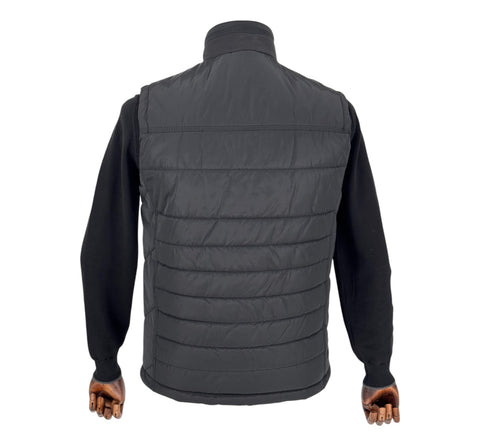 Men's Black Light Weight Polyester Zip Up Outer Wear Puffer Vest