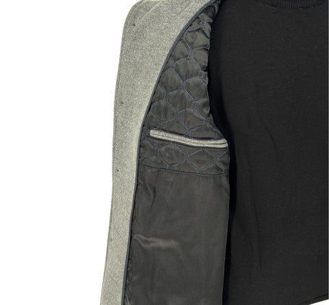 Men's Light Charcoal Gray Cashmere Blend Zip Fur Hood Pea Coat