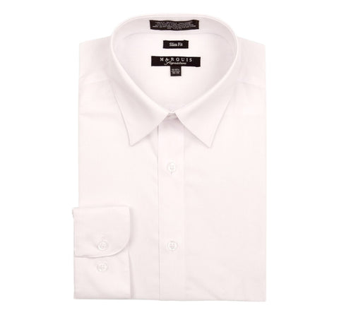 Men's Marquis Signature Solid White Dress Shirt (Cotton Blend/Slim Fit)