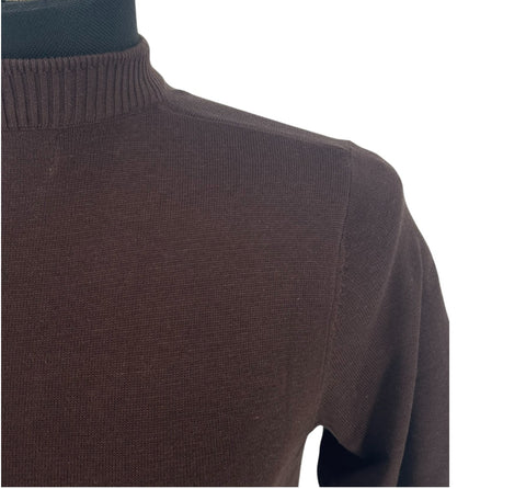 Lavane Men's Long Sleeve Brown Mockneck Sweater (Classic Fit)