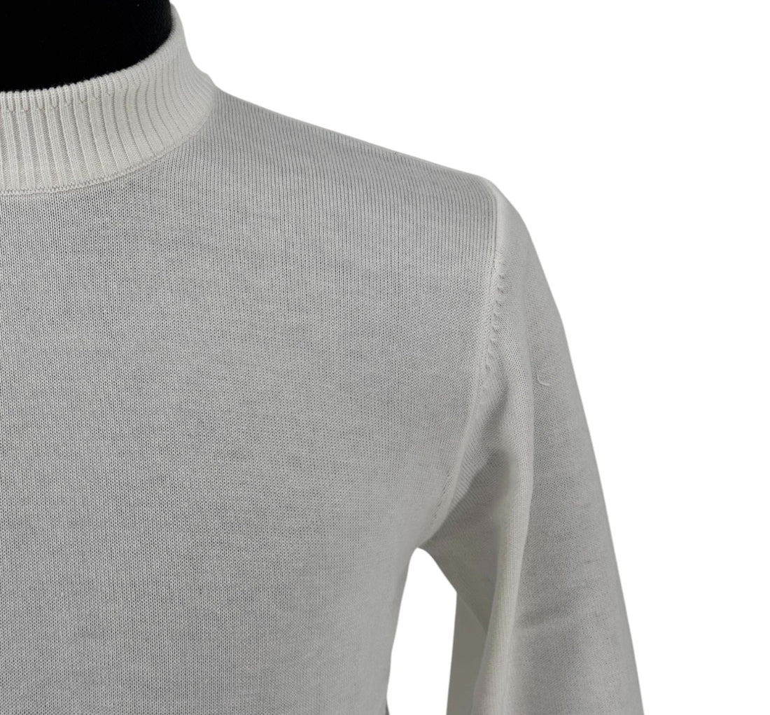 White Mockneck Sweater Men’s | Classic Fit Long Sleeve