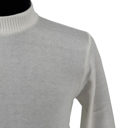 Lavane Men's Long Sleeve White Mockneck Sweater (Classic Fit)