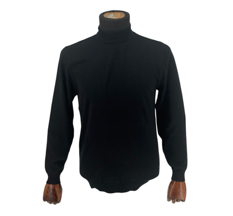 Lavane Men's Long Sleeve Black Mockneck Sweater (Classic Fit)