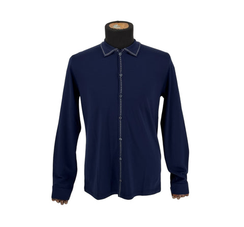 Men's Rafanelli Milano Navy Solid Button Up Casual Soft Shirt (Modern Fit)