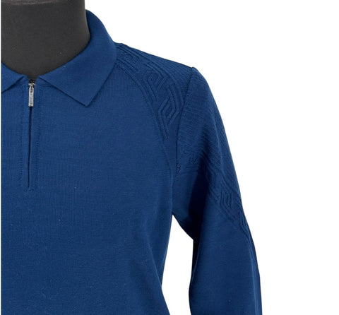 Men's Rafanelli Milano Blue Zip Up Casual Soft Shirt (Modern Fit)