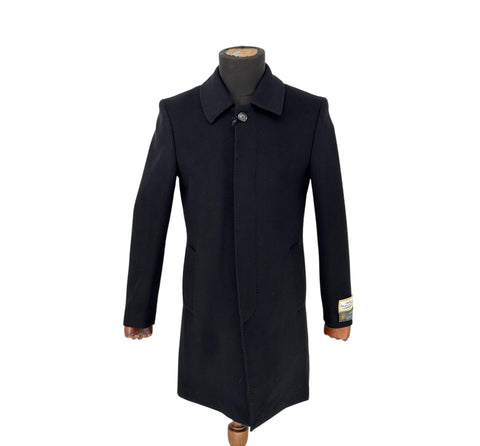 Men's Casila Exclusive Black Long Coat (Wool & Cashmere Blend)