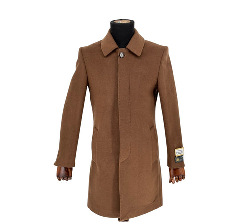 Men's Casila Exclusive Light Brown Long Coat (Wool & Cashmere Blend)