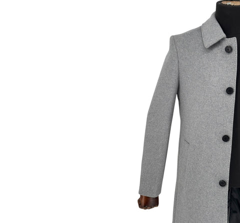 Men's Casila Exclusive light Gray Long Coat (Wool & Cashmere Blend)