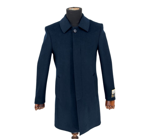 Men's Casila Exclusive Dark Teal Blue Long Coat (Wool & Cashmere Blend)