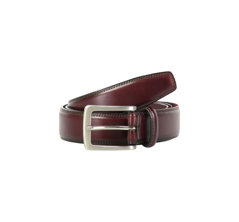 Men's Valentini Wine Stitched Leather Belt