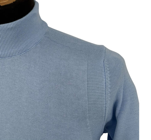 Black Brand Men's Light Blue Cotton Blend Mockneck Sweater Shirt