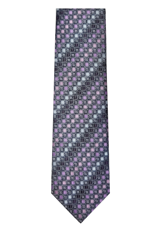 Marquis Purple/Blue/Black Pattern Tie W/ Hanky (Slim Fit)