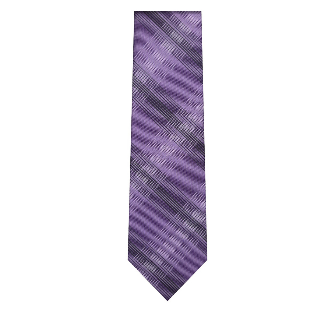 Marquis Purple/Black/White Pattern Tie with Hanky Slim Fit