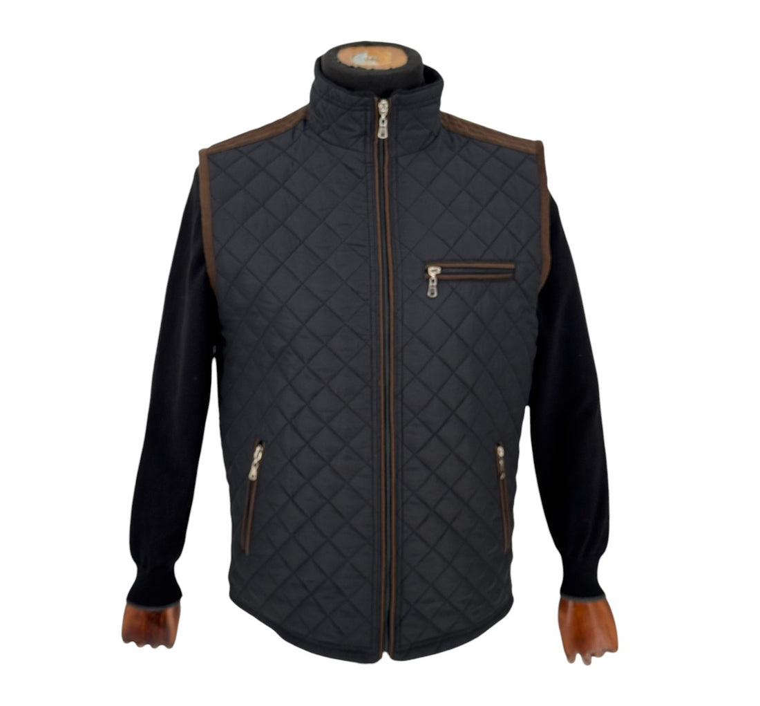 Men’s Black Brown Lightweight Polyester Puffer Vest