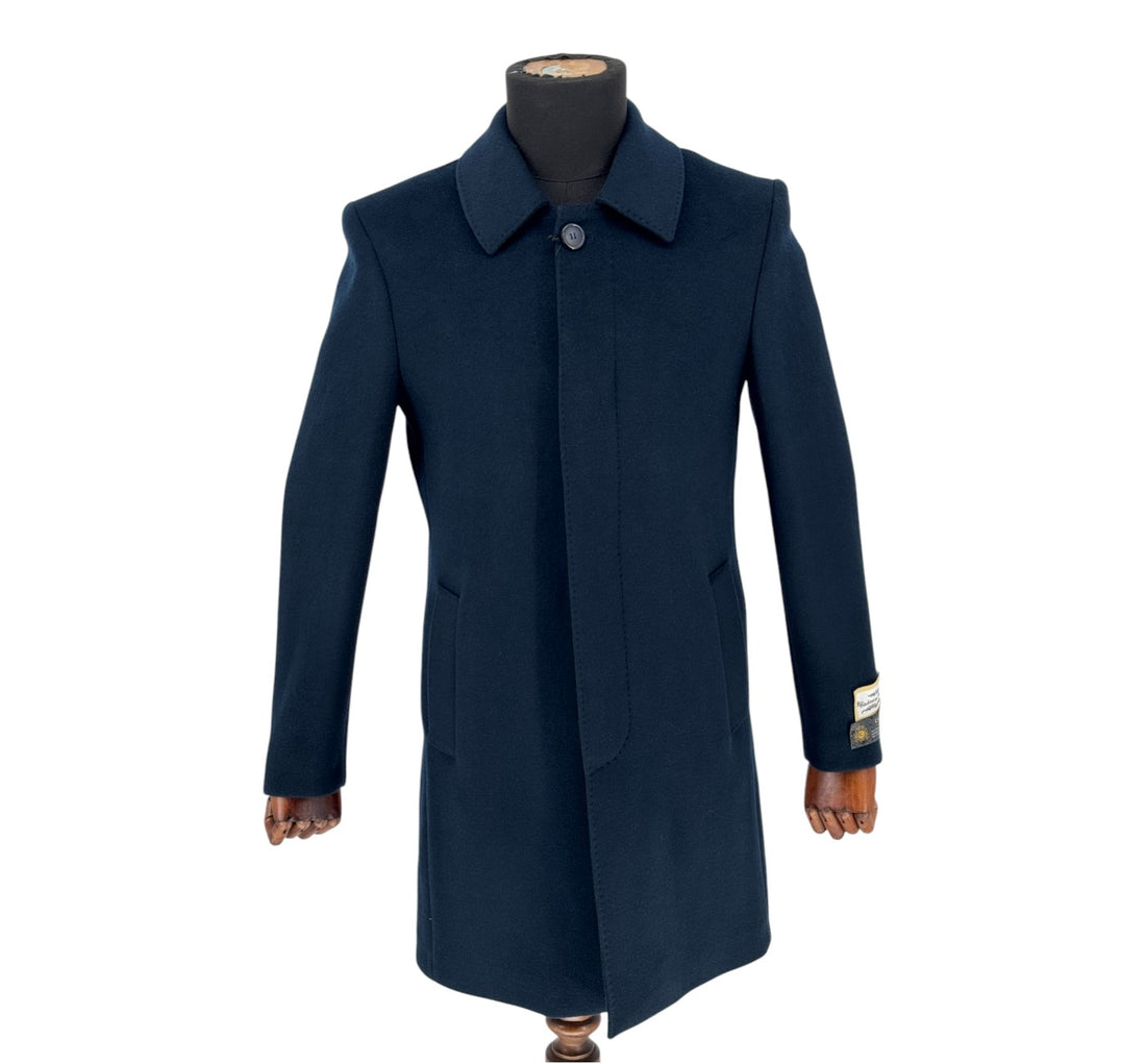 Men’s Casila Exclusive Dark Teal Blue Wool Cashmere Long Coat