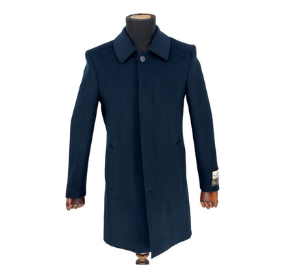 Men’s Casila Exclusive Dark Teal Blue Wool Cashmere Long Coat