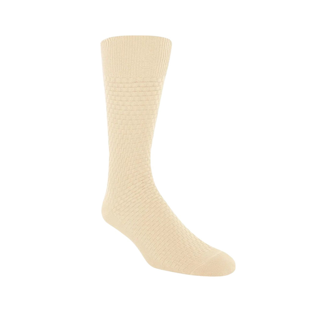 Men’s Cream Crew Dress Socks Basket Weave Stacy Adams