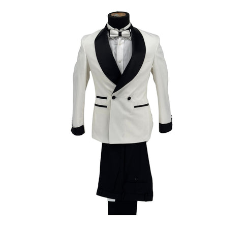 Men's Cream Sparkle 2-Piece Slim Fit Tuxedo | Bow Tie