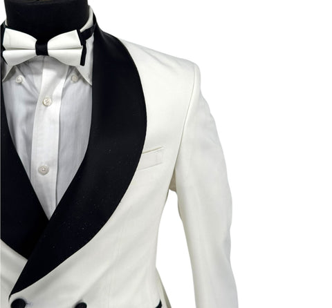 Men's Cream Sparkle 2-Piece Slim Fit Tuxedo | Bow Tie