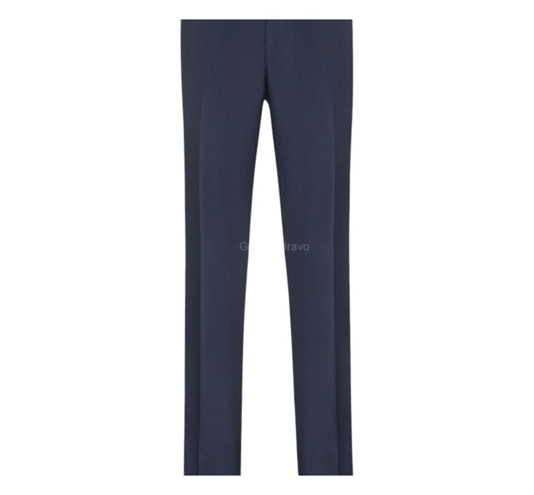 Men’s Dark Navy Blue Wool Modern Fit Dress Pants Mantoni