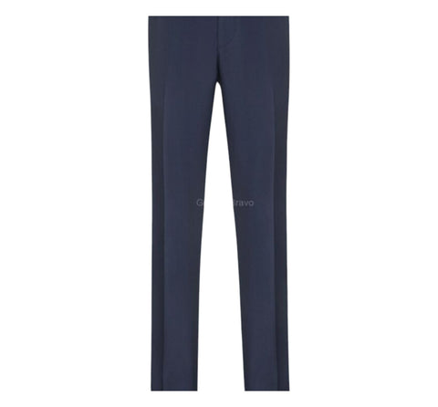 Men’s Dark Navy Blue Wool Modern Fit Dress Pants Mantoni