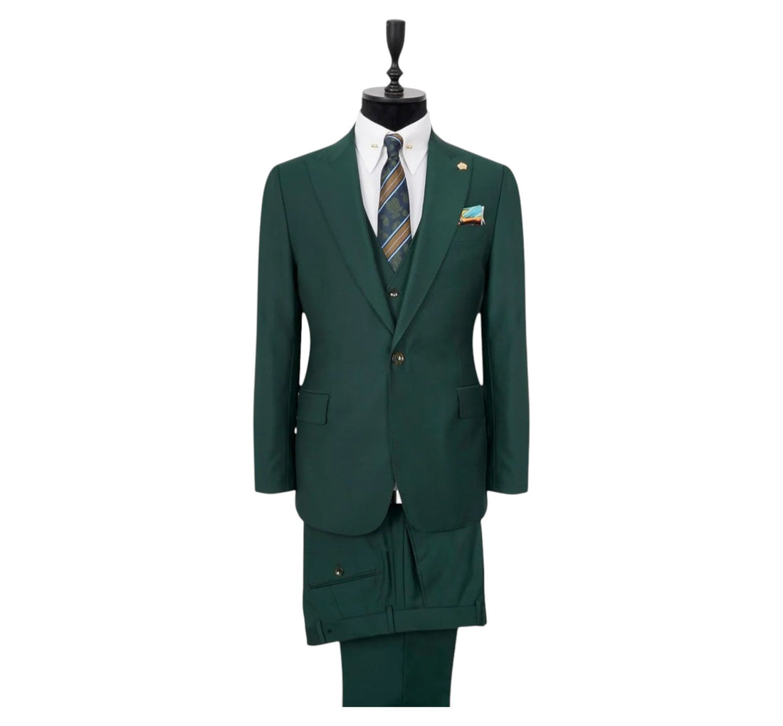 Men’s Efendi 1881 Green One-Button 3 Piece Suit Slim Fit