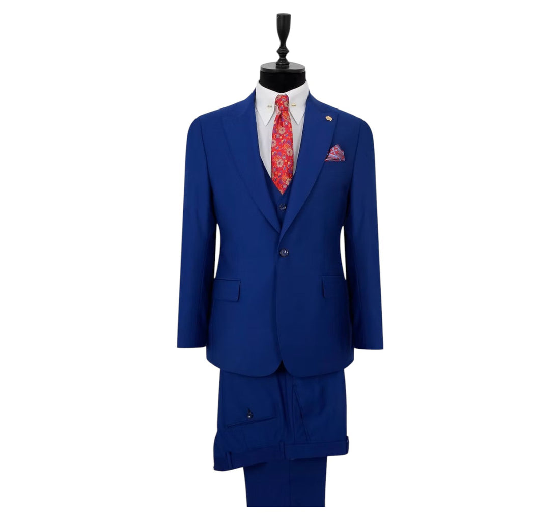 Men’s Efendi 1881 Royal Blue One-Button 3 Piece Suit Slim Fit
