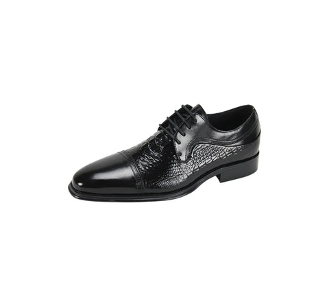 Men's Giovanni Black Crocodile Leather Oxfords | Dress Shoes