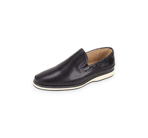 Men's Giovanni Black Moc Toe Leather Slip-On | Casual Shoes