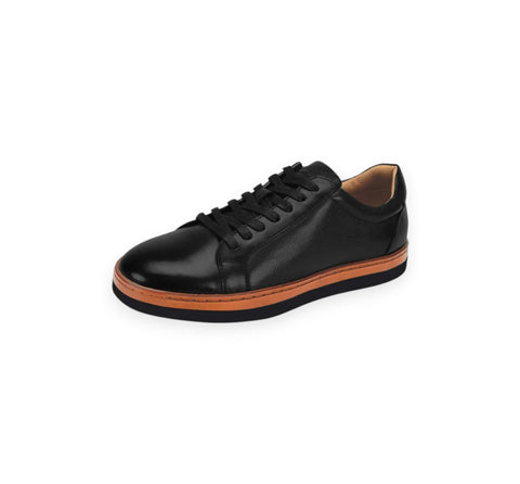 Men's Giovanni Real Leather Black Sneaker | Casual Shoes