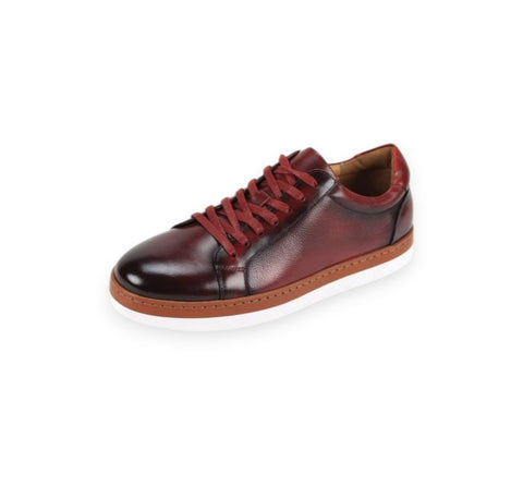 Men's Giovanni Real Leather Burgundy Sneaker | Casual Shoes