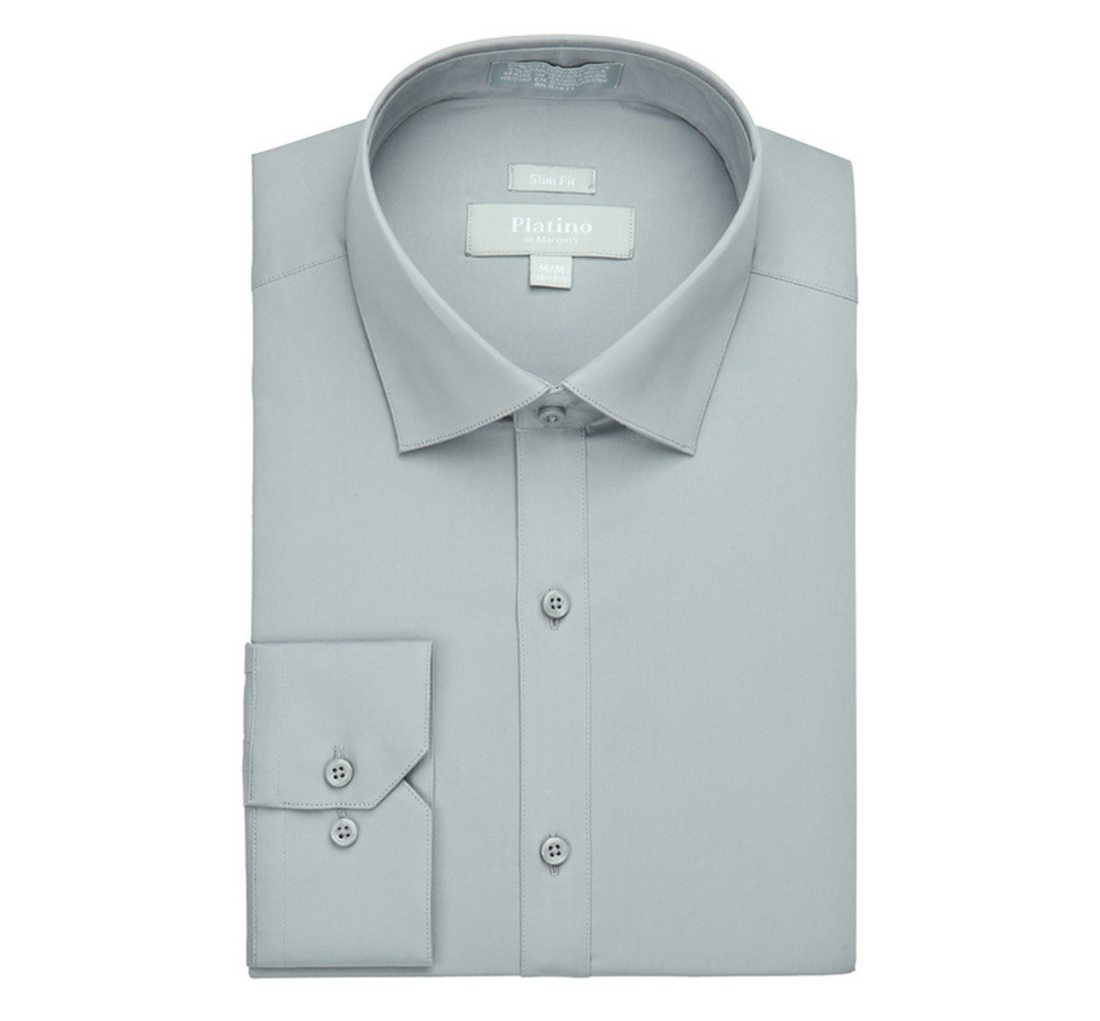 Men’s Gray Dress Shirt | Platino De Marquis Slim Fit Stretch
