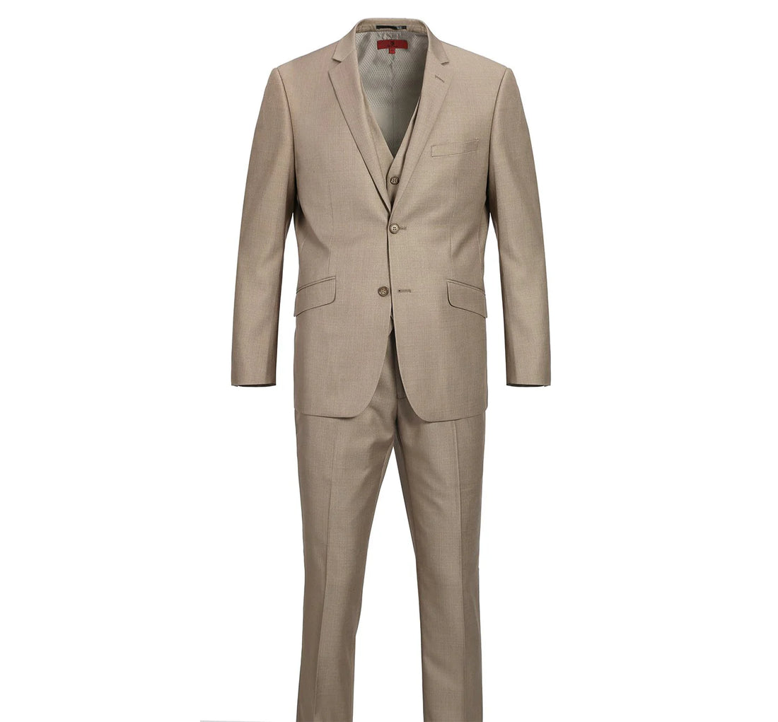 Men’s Light Brown Renoir 2-Piece Suit Single Breasted Notch Lapel