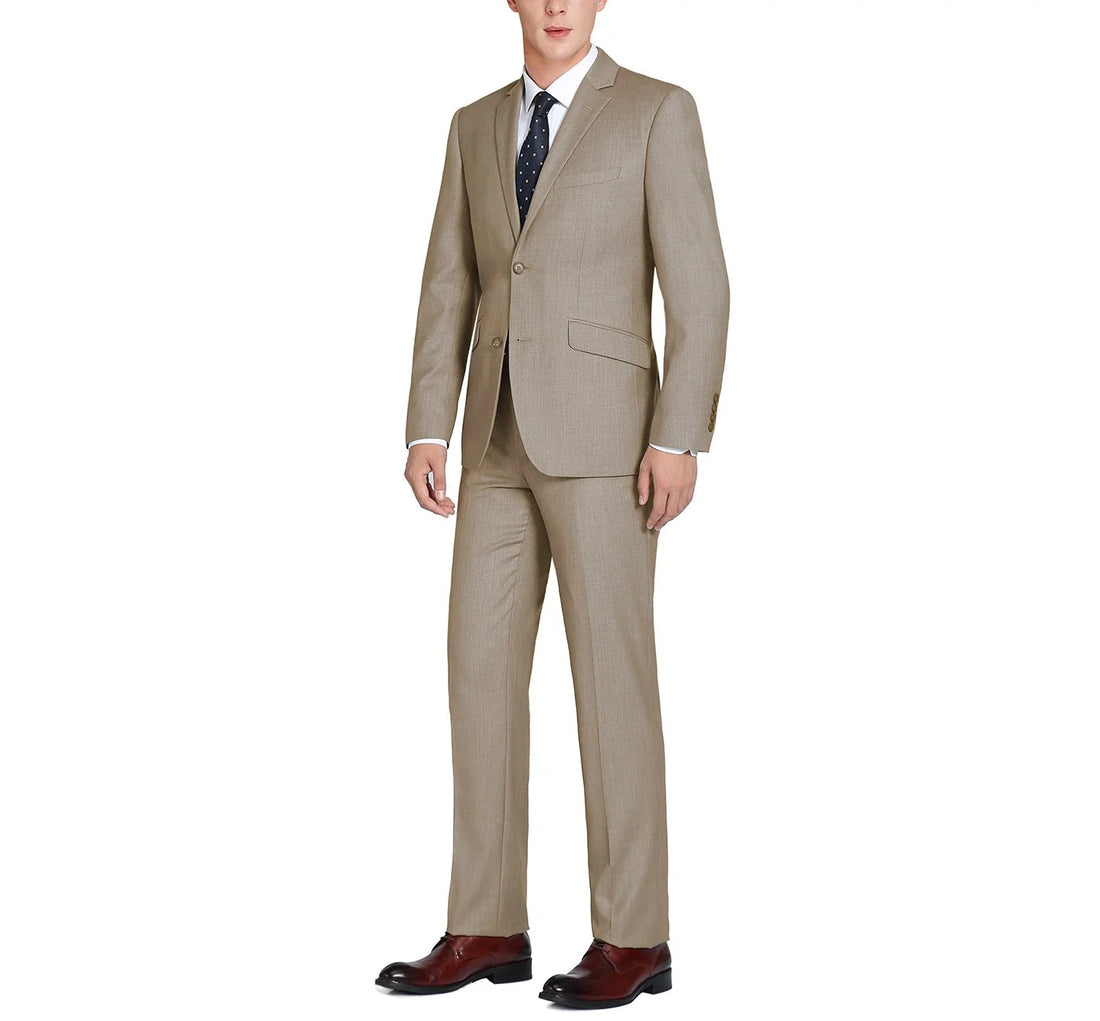 Men’s Light Brown Renoir 2-Piece Suit Single Breasted Notch Lapel