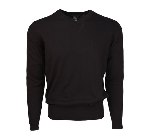 Men's Marquis Solid Black V-Neck Sweater Shirt | Cotton