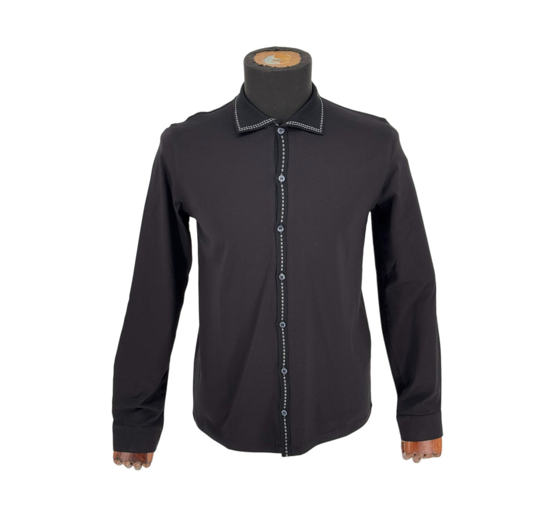 Men’s Rafanelli Milano Black Solid Button Up Casual Shirt Modern Fit