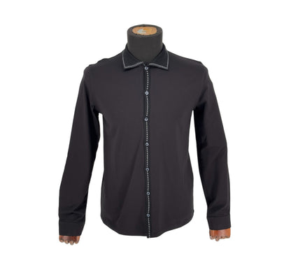 Men’s Rafanelli Milano Black Solid Button Up Casual Shirt Modern Fit
